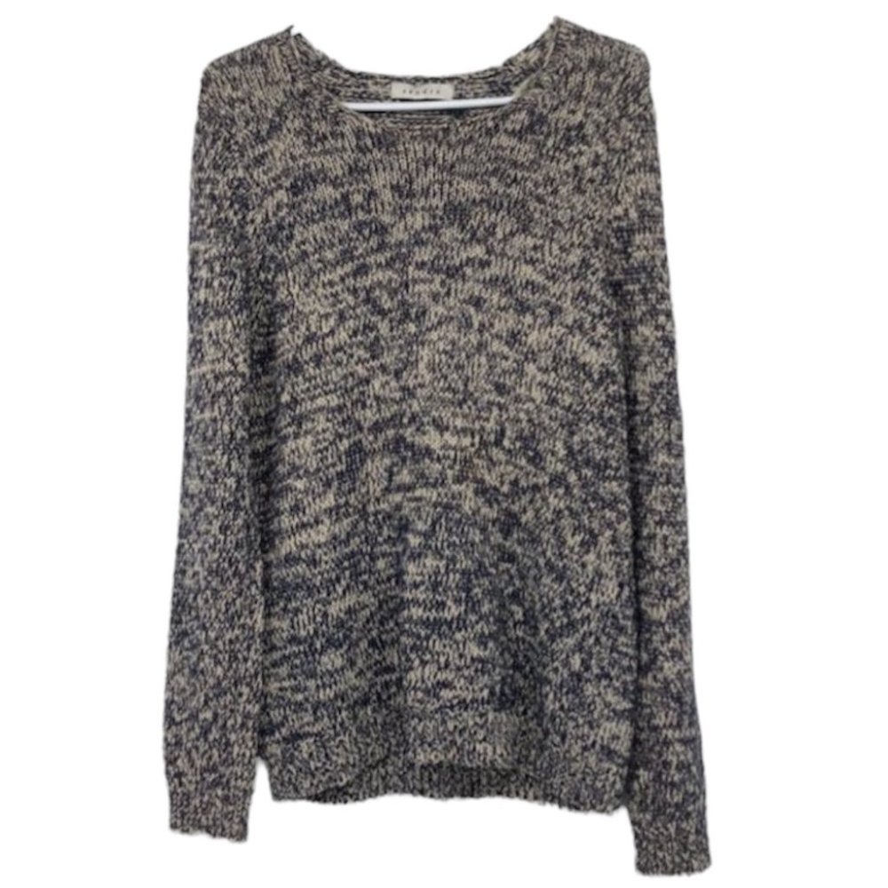 Sandro Marled Crewneck Sweater in Gray and Cream